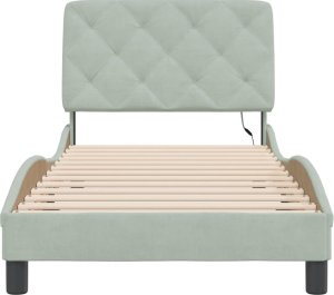 vidaXL Rama łóżka z oświetleniem LED, jasnoszara, 90x190 cm, aksamitna 6