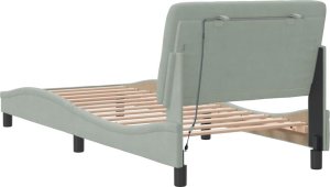 vidaXL Rama łóżka z oświetleniem LED, jasnoszara, 90x190 cm, aksamitna 8