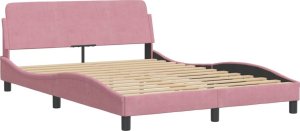 vidaXL Łóżko z materacem, różowe, 140x190 cm, aksamit 4