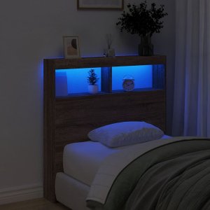 vidaXL Zagłówek z półkami i LED, brązowy dąb, 100x17x102 cm 4
