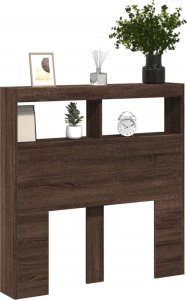 vidaXL Zagłówek z półkami i LED, brązowy dąb, 100x17x102 cm 5