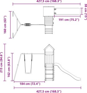 vidaXL Plac zabaw do ogrodu, lite drewno daglezjowe 12