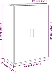 vidaXL Szafka, dąb sonoma, 60x31x84 cm, materiał drewnopochodny 10