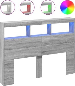 vidaXL Zagłówek z półkami i LED, szary dąb sonoma, 140x17x102 cm 2