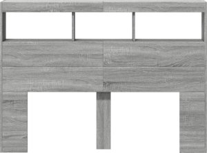 vidaXL Zagłówek z półkami i LED, szary dąb sonoma, 140x17x102 cm 6