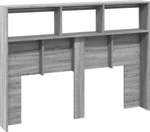 vidaXL Zagłówek z półkami i LED, szary dąb sonoma, 140x17x102 cm 8