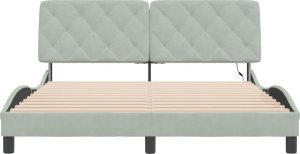 vidaXL Rama łóżka z LED, jasnoszara, 160x200 cm, aksamitna 6