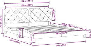 vidaXL Rama łóżka z zagłówkiem, czarna, 180x200 cm, aksamitna 9