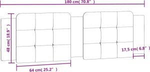 vidaXL Poduszka na wezgłowie, biało-czarna, 180 cm, sztuczna skóra 10