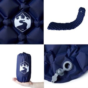 vidaXL Dmuchany materac turystyczny, 1-osobowy, granatowy, 190x58x6 cm 5