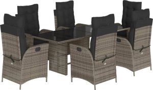 vidaXL 7-cz. zestaw mebli ogrodowych z poduszkami, szary, rattan PE 2