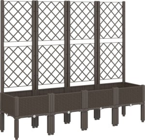 vidaXL Donica ogrodowa z kratką, brązowa, 160x40x142 cm, PP 2