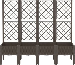 vidaXL Donica ogrodowa z kratką, brązowa, 160x40x142 cm, PP 3