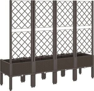 vidaXL Donica ogrodowa z kratką, brązowa, 160x40x142 cm, PP 5
