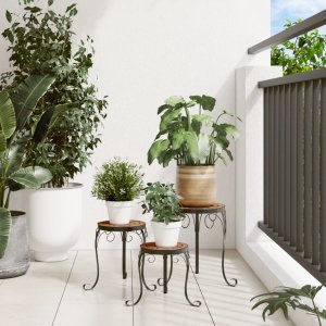 vidaXL Stoliki na kwiaty, 3 szt., ceramiczne, terakota 3