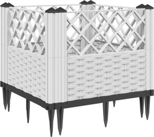 vidaXL Donica ogrodowa na kołkach, biała, 43,5x43,5x43,5 cm, PP 2