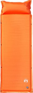 vidaXL Materac samopompujący z poduszką, 1-osobowy, pomarańczowy 2
