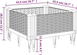 vidaXL Donica ogrodowa na kołkach, szara, 42,5x42,5x28,5 cm, PP 8