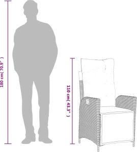 vidaXL 3-cz. zestaw mebli ogrodowych z poduszkami, czarny, rattan PE 10