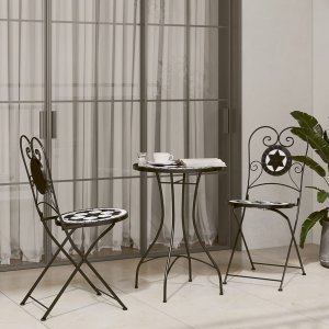 vidaXL Mozaikowy stolik bistro, czarno-biały, 50x70 cm, ceramiczny 3