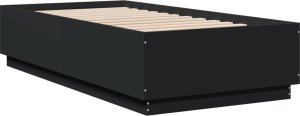 vidaXL Rama łóżka, czarna, 75x190 cm, materiał drewnopochodny 2