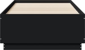 vidaXL Rama łóżka, czarna, 75x190 cm, materiał drewnopochodny 4