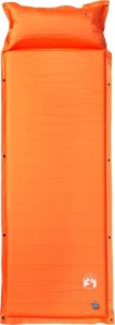 vidaXL Materac samopompujący z poduszką, 1-osobowy, pomarańczowy 2