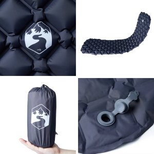 vidaXL Dmuchany materac turystyczny, 1-osobowy, szary, 190x58x6 cm 5