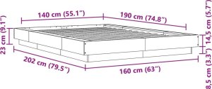 vidaXL Rama łóżka, biała, 140x190 cm, materiał drewnopochodny 9