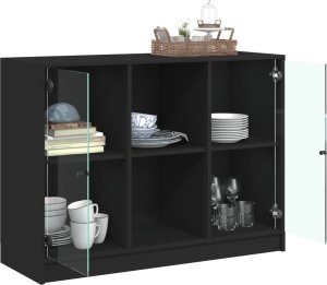vidaXL Szafka, czarna, 102x37x75,5 cm, materiał drewnopochodny 4