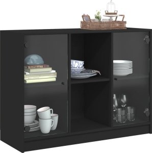 vidaXL Szafka, czarna, 102x37x75,5 cm, materiał drewnopochodny 5