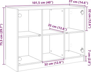 vidaXL Szafka, dąb sonoma, 102x37x75,5 cm, materiał drewnopochodny 11