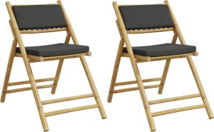 vidaXL 2-cz., składany zestaw mebli bistro ciemnoszare poduszki bambus 2