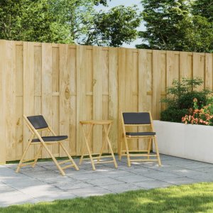 vidaXL 2-cz., składany zestaw mebli bistro ciemnoszare poduszki bambus 3