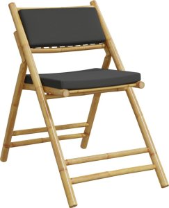 vidaXL 2-cz., składany zestaw mebli bistro ciemnoszare poduszki bambus 4