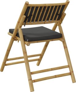 vidaXL 2-cz., składany zestaw mebli bistro ciemnoszare poduszki bambus 7