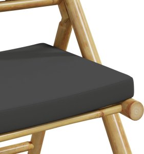 vidaXL 2-cz., składany zestaw mebli bistro ciemnoszare poduszki bambus 9