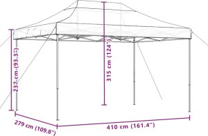 vidaXL Składany namiot imprezowy typu pop-up, brązowy, 410x279x315 cm 9