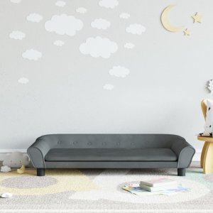 vidaXL Sofa dla dzieci, ciemnoszara, 100x50x26 cm, aksamit 1