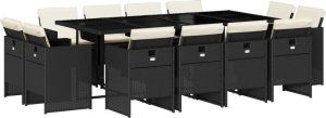 vidaXL 13-cz. zestaw mebli do ogrodu, poduszki, czarny, rattan PE 2