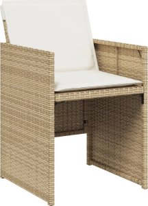 vidaXL 9-cz. zestaw mebli ogrodowych z poduszkami, beżowy, polirattan 4