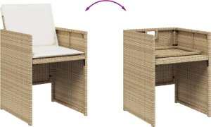 vidaXL 9-cz. zestaw mebli ogrodowych z poduszkami, beżowy, polirattan 5