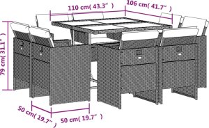 vidaXL 9-cz. zestaw mebli ogrodowych z poduszkami, beżowy, polirattan 8