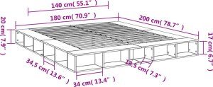 vidaXL Rama łóżka, biała, 180x200 cm, materiał drewnopochodny 9