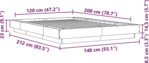 vidaXL Rama łóżka, biała, 120x200 cm, materiał drewnopochodny 9