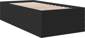 vidaXL Rama łóżka, czarna, 100x200 cm, materiał drewnopochodny 2
