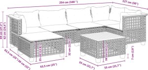 vidaXL 7-cz. zestaw wypoczynkowy do ogrodu, z poduszkami, czarny 9