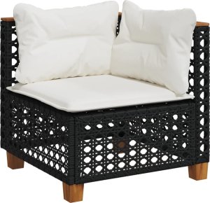 vidaXL 6-cz. zestaw mebli ogrodowych z poduszkami, czarny polirattan 3