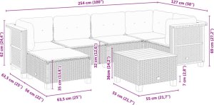 vidaXL 7-cz. zestaw wypoczynkowy do ogrodu, z poduszkami, szary 8