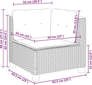 vidaXL 7-cz. zestaw wypoczynkowy do ogrodu, z poduszkami, szary 10